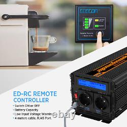 EDECOA Pur Sinus Convertisseur 24V 220V 1500With3000W Onduleur Transformateur LCD