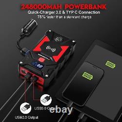 FNNEMGE Booster Batterie 2500A Peak 24800mAh 12V Jump Starter Chargeur sans Fil