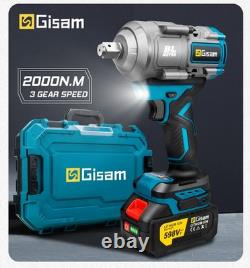 Gisam-Boulonneuse Visseuse Électriques Sans Fil, 18v, Couple 2000 N. M, Batterie