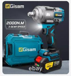 Gisam-Boulonneuse Visseuse Électriques Sans Fil, 18v, Couple 2000 N. M, Batterie
