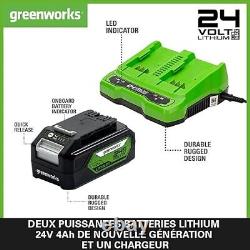 Greenworks Batteries 24V et Chargeur Double Fente Deux Batteries 4Ah, Batterie