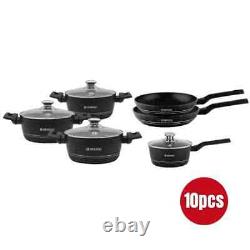 Herzog HR-2626 Batterie de Cuisine 10 Pieces Avec Pevetement en Marbre