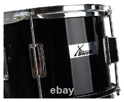 Kit Batterie Acoustique 16'' pour Enfant Junior Set Pedal Tabouret Baguette Noir