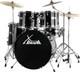 Kit Batterie Acoustique 20'' Noir Set Complet Cymbales Tabouret Hardware Pedale