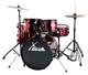Kit Batterie Acoustique 20'' Studio Ensemble Complet Tabouret Cymbales Rouge Set