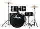 Kit Batterie Acoustique 22'' Fusion Ensemble Complet Tabouret Cymbales Noir Set