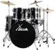 Kit Batterie Acoustique 22'' Noir Set Complet Cymbales Tabouret Hardware Pedale