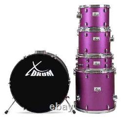Kit Batterie Acoustique 22'' Tambour Set Complet Tabouret Support Pedal Violet