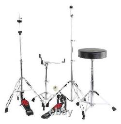 Kit Batterie Acoustique 22'' Tambour Set Complet Tabouret Support Pedal Violet