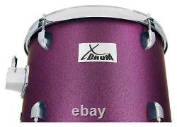 Kit Batterie Acoustique 22'' Tambour Set Complet Tabouret Support Pedal Violet