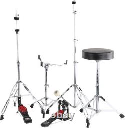 Kit Batterie Percussion Drum Set Bassdrum Cymbales Supportes Tabouret Baguettes
