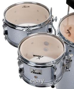 Kit de Batterie Cocktail Percussion Club Debout Couche Cymbale Pedal en Argent