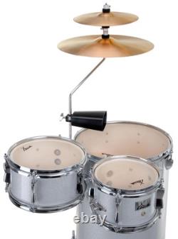 Kit de Batterie Cocktail Percussion Club Debout Couche Cymbale Pedal en Argent