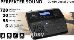 Kit de Batterie Électronique 9 Mesh Pads 720 Sounds USB MIDI + Tabouret Enceinte