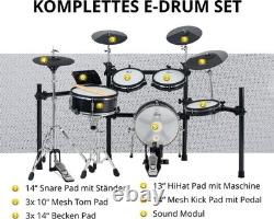 Kit de Batterie Électronique 9 Mesh Pads 720 Sounds USB MIDI + Tabouret Enceinte
