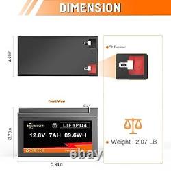 MOUDENSKAY Batterie au lithium 12V 7Ah LiFePO4 Batterie au lithium 12Vbatteri