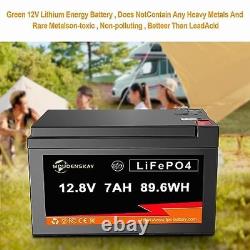 MOUDENSKAY Batterie au lithium 12V 7Ah LiFePO4 Batterie au lithium 12Vbatteri