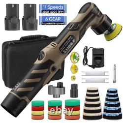 Mini Polisseuse Sans Fil 12V 6 Vitesses Polissage Auto +2 Batteries 2300mAh