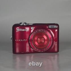 Nikon COOLPIX L30 Digital Camera Red + Battery + Case Lowerpro Very Good