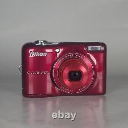 Nikon COOLPIX L30 Digital Camera Red + Battery + Case Lowerpro Very Good