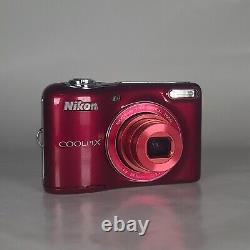 Nikon COOLPIX L30 Digital Camera Red + Battery + Case Lowerpro Very Good