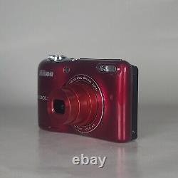 Nikon COOLPIX L30 Digital Camera Red + Battery + Case Lowerpro Very Good