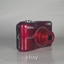 Nikon COOLPIX L30 Digital Camera Red + Battery + Case Lowerpro Very Good