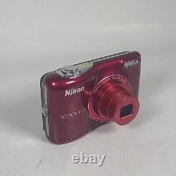 Nikon COOLPIX L30 Digital Camera Red + Battery + Case Lowerpro Very Good