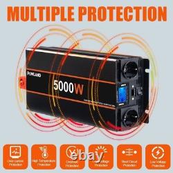 Onduleur 5000W 24V Sinus Pur Solaire LCD Convertisseur Maison Camping Car
