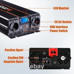 Onduleur 5000W 24V Sinus Pur Solaire LCD Convertisseur Maison Camping Car