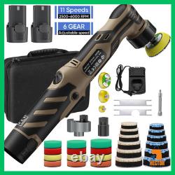 Polisseuse Mini Sans Fil 12V 6 Vitesses 2 Batteries 2300mAh Auto Meuble