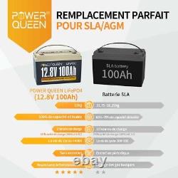 Power Queen Batterie Lithium 12V 100Ah LiFePO4 BMS 100A Pour Off-Grid Solaire