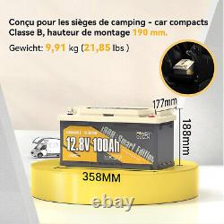 Power Queen Bluetooth Batterie Lithium 12V 100Ah 190H Batterie LiFePO4 &BMS 100A