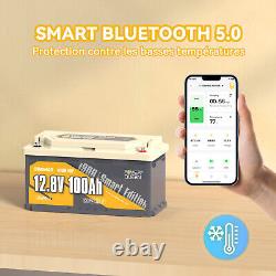Power Queen Bluetooth Batterie Lithium 12V 100Ah 190H Batterie LiFePO4 &BMS 100A
