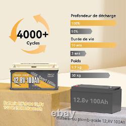 Power Queen Bluetooth Batterie Lithium 12V 100Ah 190H Batterie LiFePO4 &BMS 100A