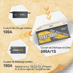 Power Queen Bluetooth Batterie Lithium 12V 100Ah 190H Batterie LiFePO4 &BMS 100A