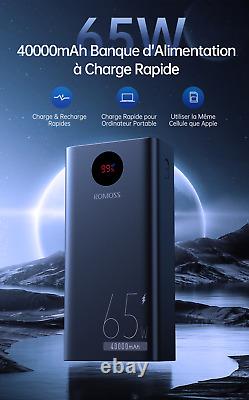 ROMOSS 40000mAh Power Bank 5USB Charge Rapide 65W Batterie Externe Apple Samsung