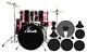 Set De Batterie Acoustique Drum Kit 22'' Percussion Tabouret Support Rouge