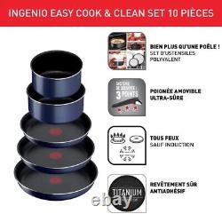 TEFAL INGENIO Batterie de cuisine 10 pièces, Revêtement antiadhésif, Poêle, Cass