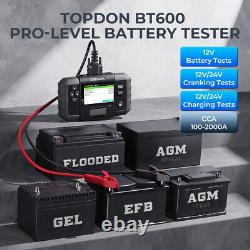 TOPDON BT600 Testeur de batterie de voiture 12/24V avec imprimante intégrée