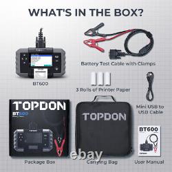 TOPDON BT600 Testeur de batterie de voiture 12/24V avec imprimante intégrée