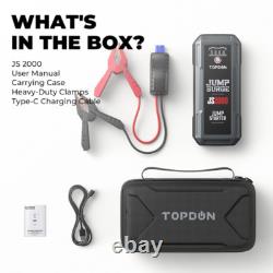 TOPDON JS2000 Démarreur Jump Starter 16000mAh 2500A Chargeur Booster Powerbank