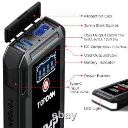 TOPDON JS2000 Démarreur Jump Starter 16000mAh 2500A Chargeur Booster Powerbank