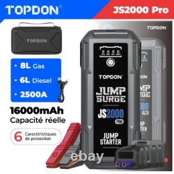 TOPDON JS2000 Pro 2500A Booster de démarrage pour voiture Power Bank JumpStarter