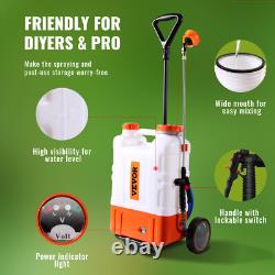 VEVOR Pulvérisateur à dos alimenté par batterie avec roue réservoir 15L 0-94PSI