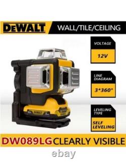 VRAI laser certifié DeWalt DW089LG Niveaux 12V 360 degrés visibilité batterie FR