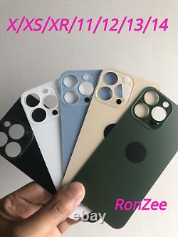Vitre Arrière iPhone X XS XR 11 12 13 14 Pro Max Mini Large Trou Avec LOGO