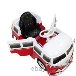 Voiture Électrique Enfants VW Bulli T1 12V Batterie LED Son Télécommande Rétro