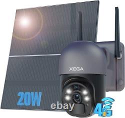 XEGA 3G/4G LTE Caméra Surveillance Solaire avec 20W Panneau Solaire 2K Caméra